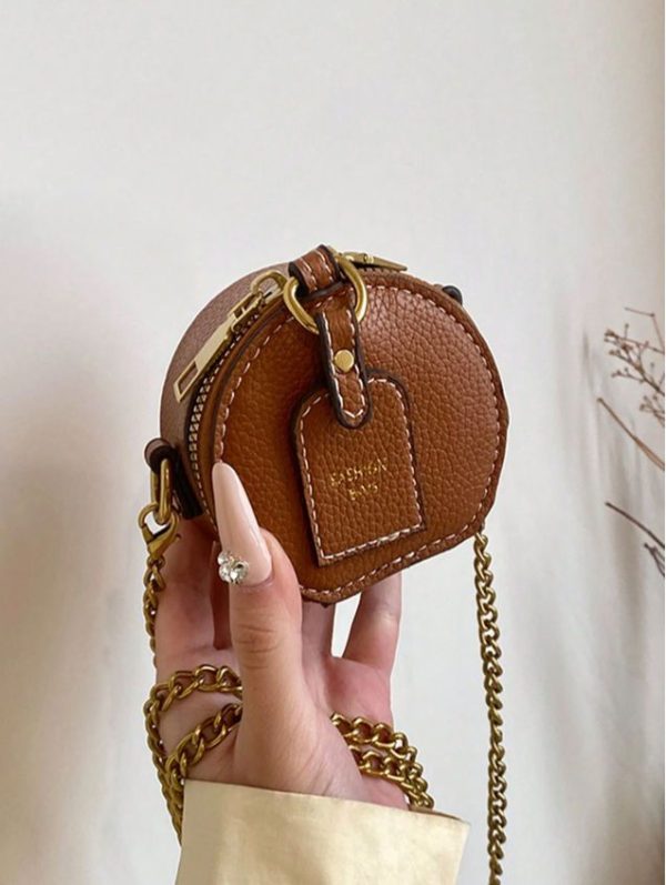 Fashionable Women's Mini Round Coin Purse With Key Ring And Shoulder Strap For Mom & Kids