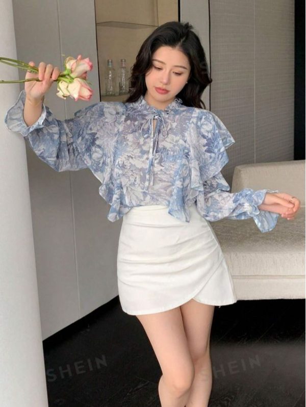 Dazy Designer Floral Long Sleeve Shirt For Spring Daily Wear