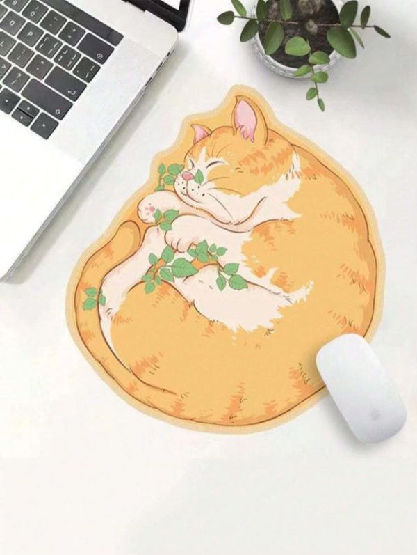 1pc Creative Cute Fat Orange Cat Mouse Pad With Edge Locking And Anti-Slip Base (Mouse Not Included)