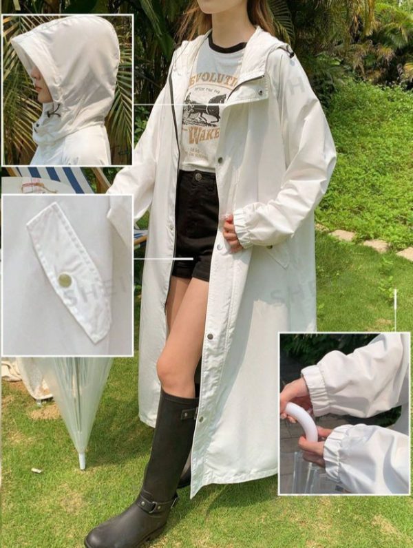 DAZY Hooded Loose Fit Water-Resistant Jacket With Drawstring And Large Hem
