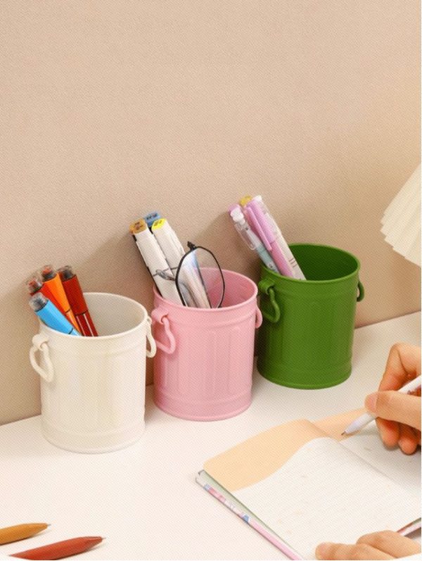 1pc Cute & Unique American Style Vintage Bucket Shaped Pen Holder