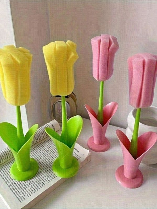 1pc Creative Tulip Cup Brush With Long Handle