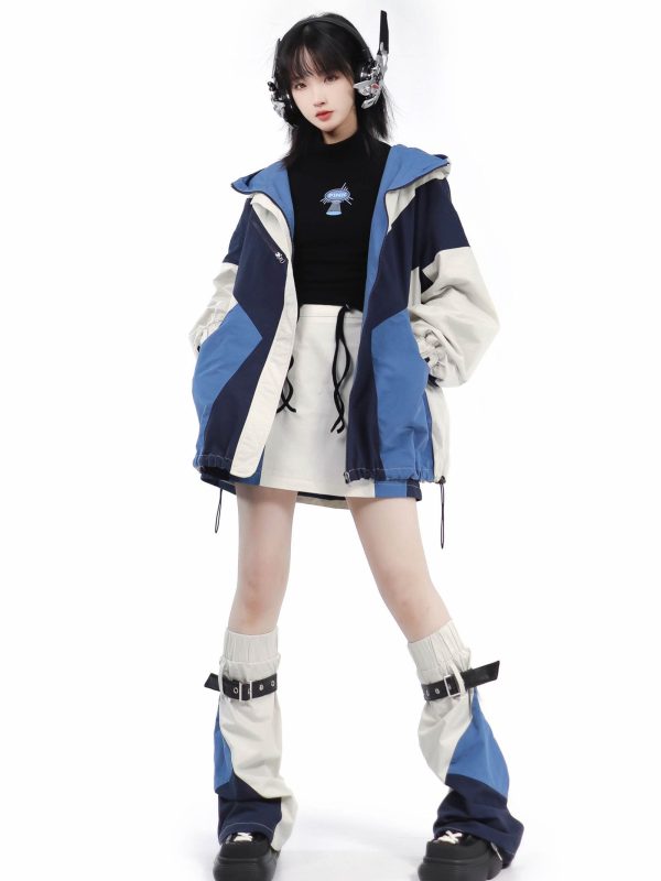 Colorblock Hooded Windbreaker Jacket