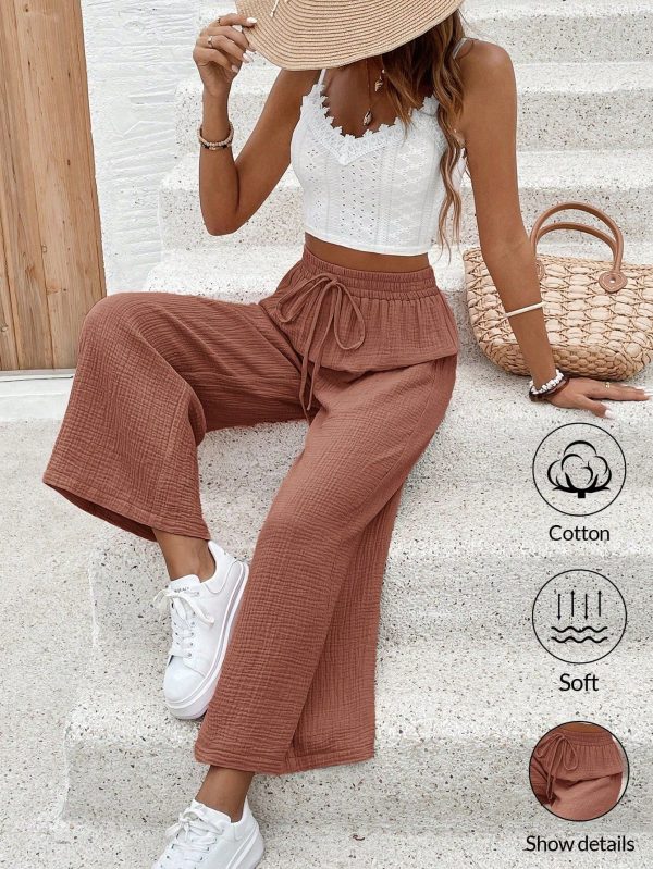 2pcs Women Casual Simple Tank Top And Pants Set, Fashionable For Summer,Summer Sets