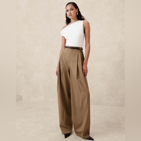 Banana Republic Pants & Jumpsuits | Nwt! Banana Republic Camel Siena Wide-Leg Italian Wool Pant | Color: Brown | Size: Various