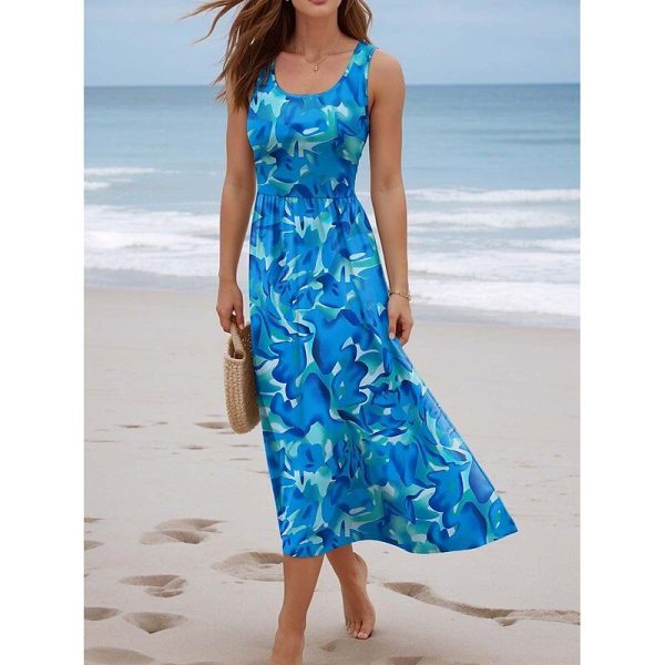 Women's Maxi Dress A Line Dress Tank Dress Summer Dress Slip Dress Cute Casual Vacation Daily Holiday Regular Fit Floral Sleeveless U Neck Pink Red Blue Green Summer