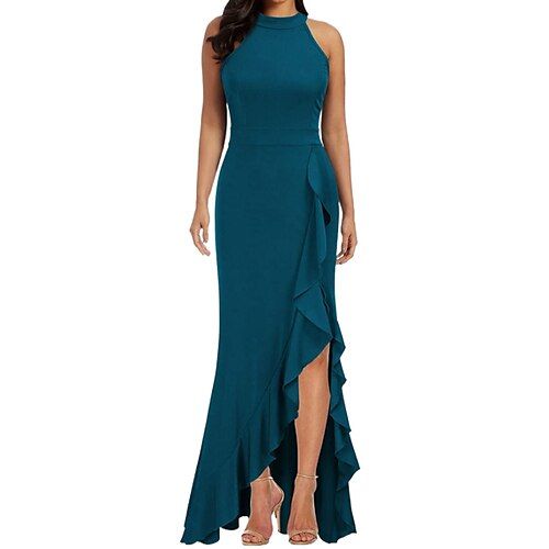 Women's Long Dress Maxi Dress Party Dress Cocktail Dress Wedding Guest Dress Fashion Wedding Party Special Occasion Regular Fit Plain Sleeveless Crew Neck Black Wine Navy Blue Dark Green Summer