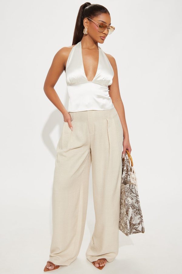 Women's Matson Wide Leg Trouser in Khaki Size XL