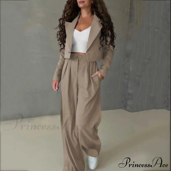 Fashion Solid Temperament Slim Stylish Trendy Elegant Fashionable Classic Jacket - Khaki XXXL