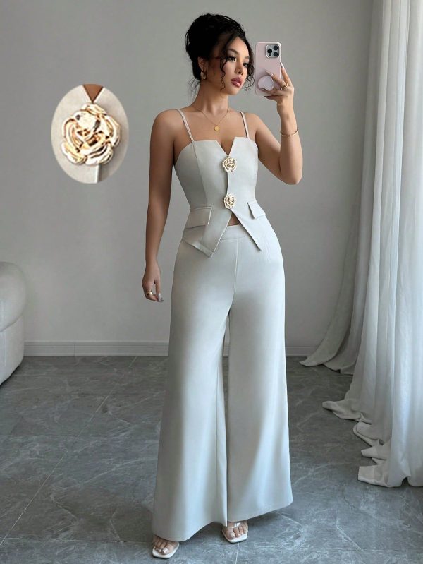 2pcs/Set Sleeveless Camisole Tank Top, Slim Fit For Women