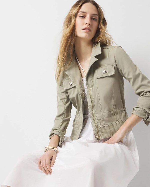 Women's Pret Soft Casual Moto Jacket in Green size XS | White House Black Market