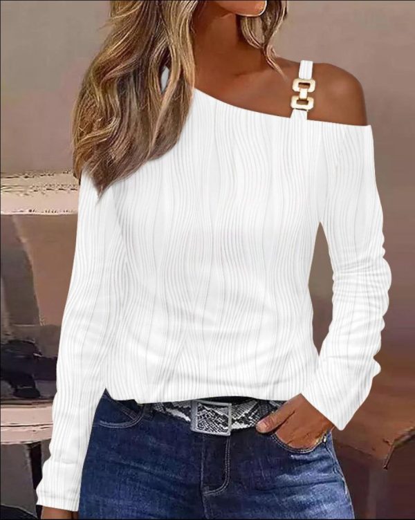 Zingj Autumn Simple Metal Buckle Shoulder Collar Clothing White 2-S
