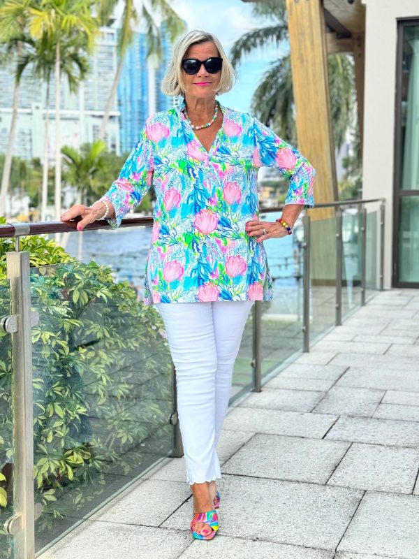 SEASHELL PINK AND BLUE TUNIC - XL