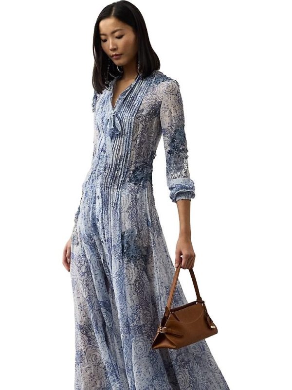 Ralph Lauren Hannes Floral-print Linen-blend Gauze Day Dress - Blue Multi