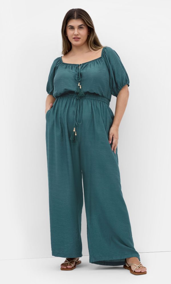 Plus Size Erica Emerald Jumpsuit in Foliage Green, Size 12 | City Chic