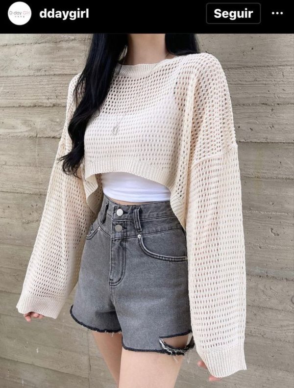 Verdusa Women's Hollow Out Drop Shoulder Crop Sweater Boat Neck Long Sleeve Cover Up