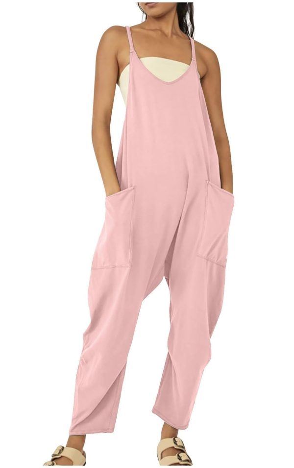 HAILTH Rompers for Women Casual Summer Jumpsuits Sleeveless Loose Spaghetti Strap Overalls Jumpers