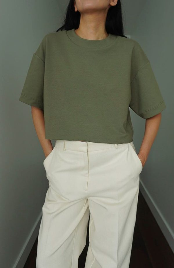 CROPPED TEE KHAKI - M