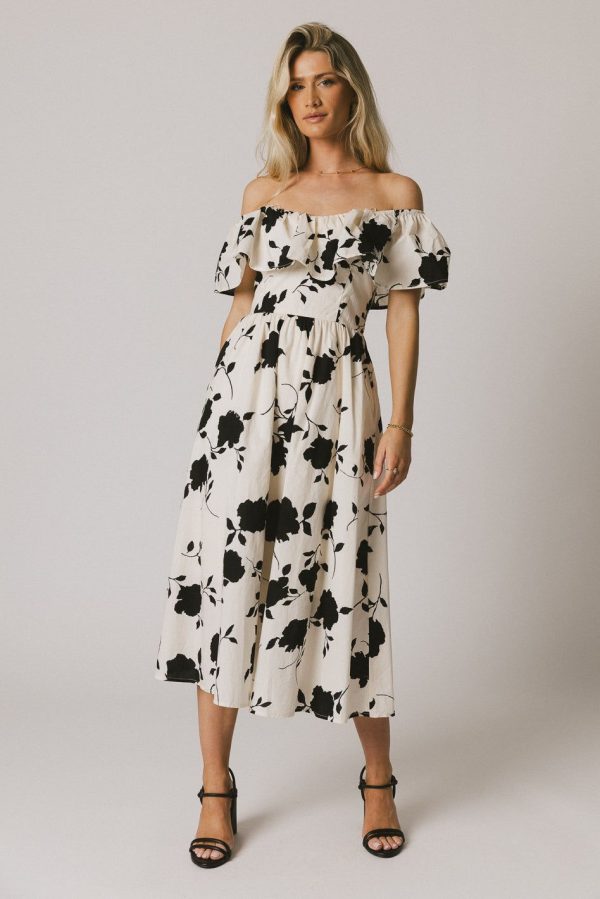 Chaney Floral Midi Dress - XL / Natural