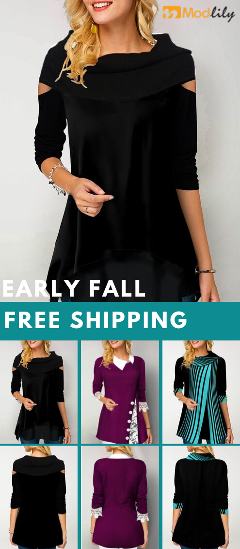 Long Sleeve Black Chiffon Patchwork T Shirt
