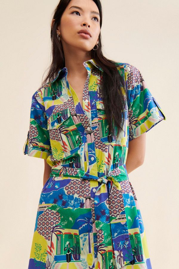 Printed Midi Shirt Dress