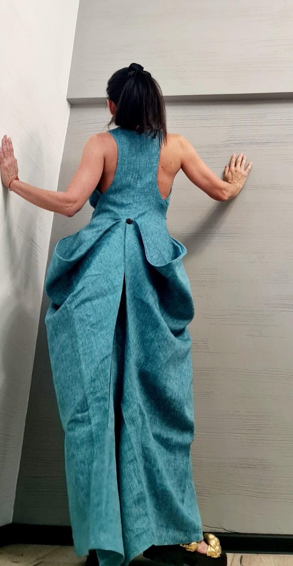 Linen Maxi Dress, Loose Dress, Fitted dress, Wedding dress, Sleeveless Dress, Extravagant Dress, Open back