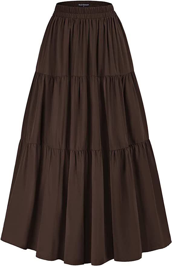 Scarlet Darkness Maxi Long Skirts for Women Summer Flowy Renaissance Skirt with Pockets