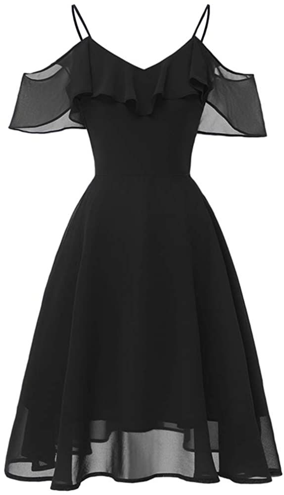 POMUYOO Women's A-line Chiffon Short Bridesmaid Dresses V-Neck Formal Prom Party Gown