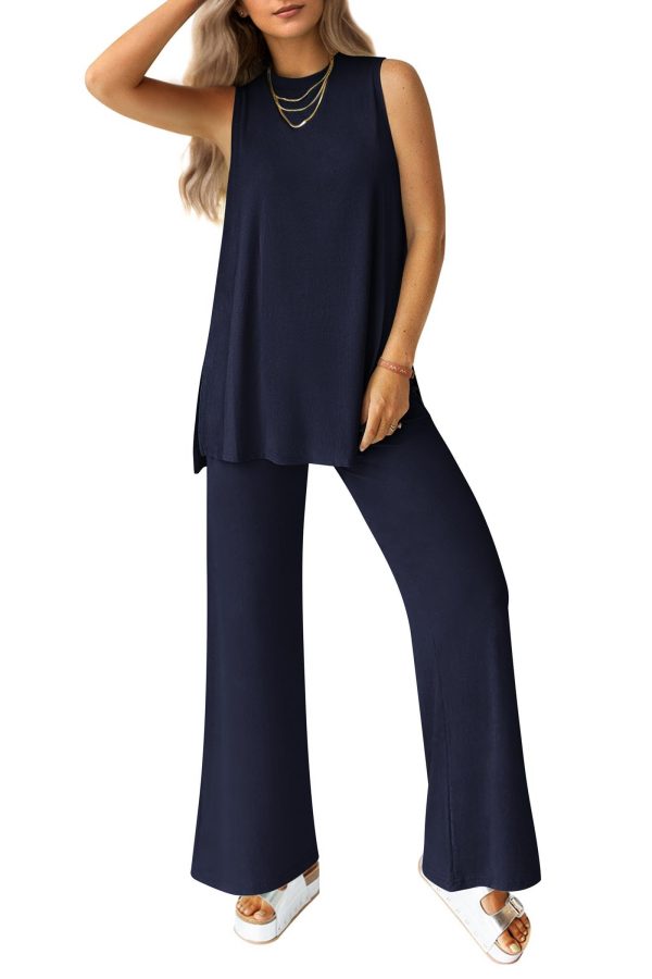 PRETTYGARDEN Women's 2 Piece Lounge Set 2025 Summer Casual Loose Tank Top Wide Leg Pants Matching Travel Outfits Tracksuit