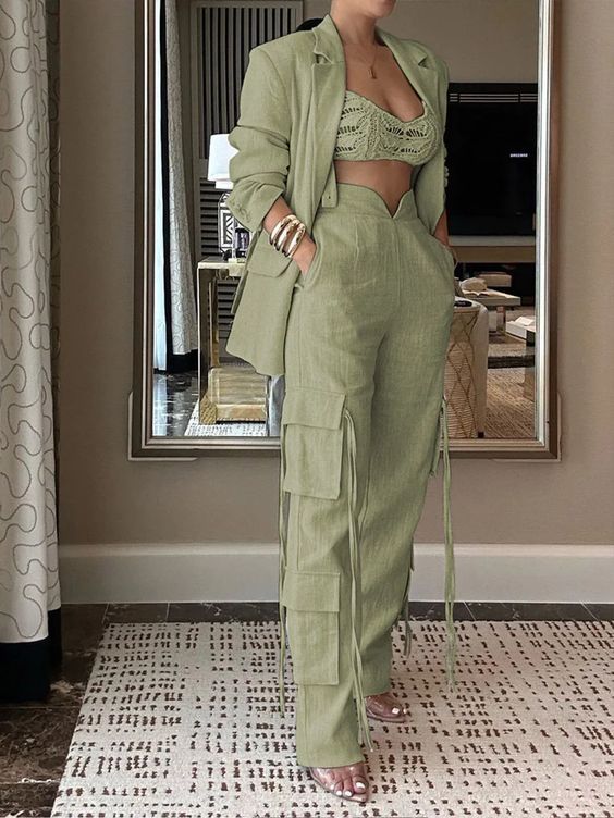 Women Plain Spring/Fall Urban Linen No Elasticity Buttons Long Sleeve Regular H-Line Linen Blazers