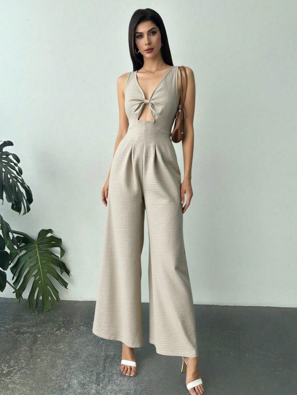Women's Summer Elegant Romantic Fashion Commuter Sexy Elegant Style Gray Apricot Slim Jumpsuit, Party Ladies, Beach Vacation Ladies, Back To School Graduation Season Women's Clothing, Romantic Dating, Birthday, Easter Ladies, Brazilian Carnival, Music Festivals, Spring And Summer Ladies, Wedding Season, Brunch Women's Clothing, Boho, Fairy Style Women's Clothing, Elegant And Classy Women's Clothing