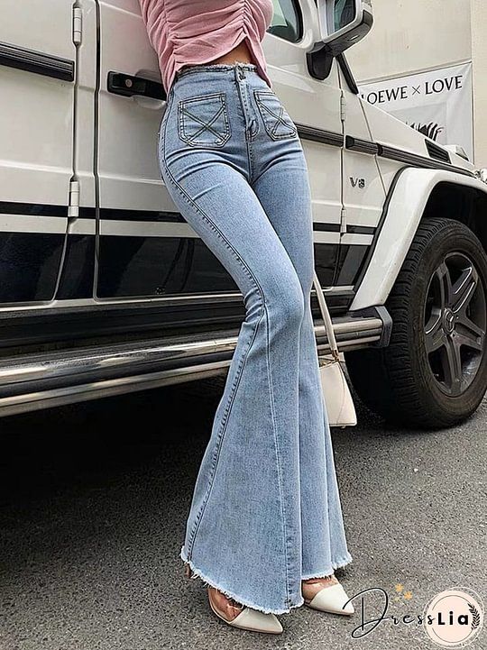 Button Fly Mid Waist Jeans