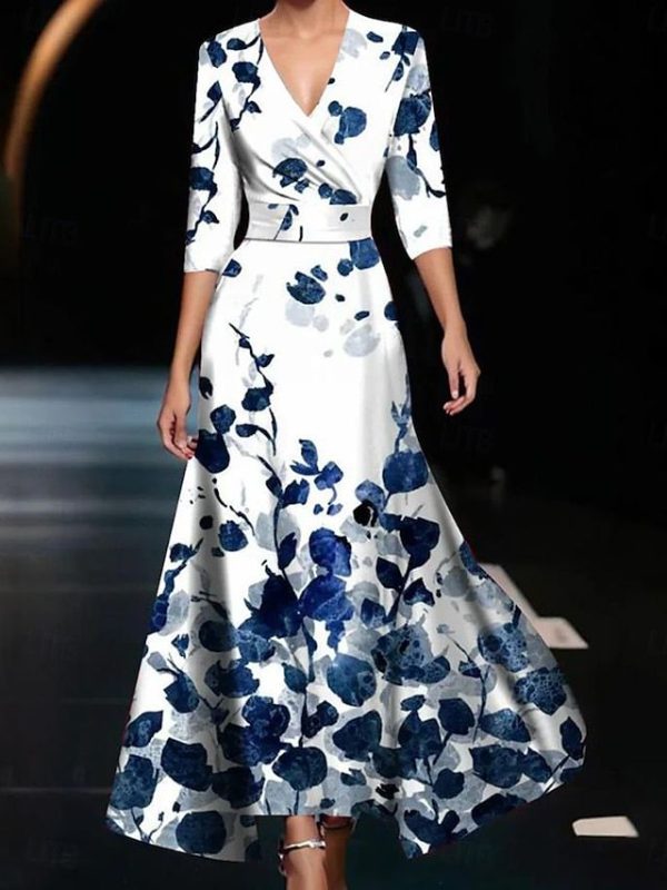 Women's Maxi Dress Corset Dress A Line Dress Summer Dress Party Birthday Vacation Daily Regular Fit Graphic Long Sleeve V Neck Champagne Red Blue Rainbow Summer 2025 - $32.99