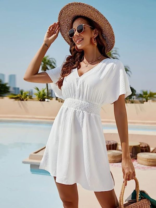 Hazel Blues® |  Smocked V-Neck Short Sleeve Dress - Royal  Blue / S