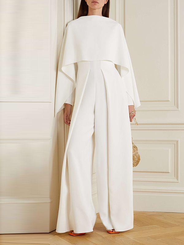 Long Sleeves Wrap Solid Color Zipper Jumpsuits BEIGE-M