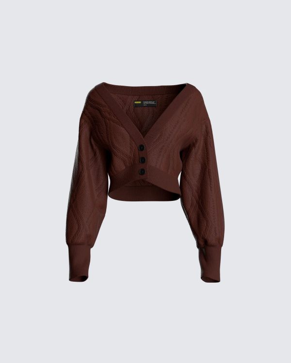 Maggie Brown Cable Knit Cardigan