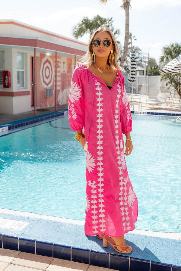 BuddyLove | Tiffany Embroidered Caftan | Pink/White
