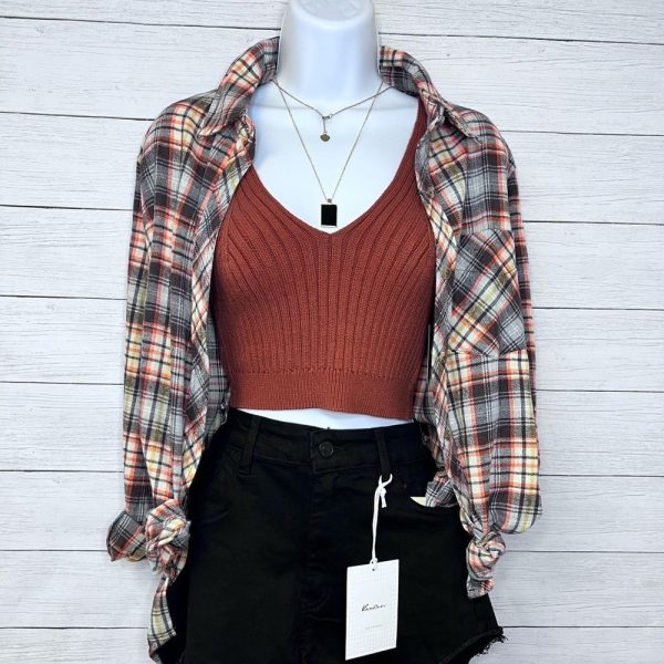 Boutique Brand Tops | Boutique Brand Plaid Print Buttoned Flannel Long Sleeve Shirt Fall Colors | Color: Black/Orange | Size: S