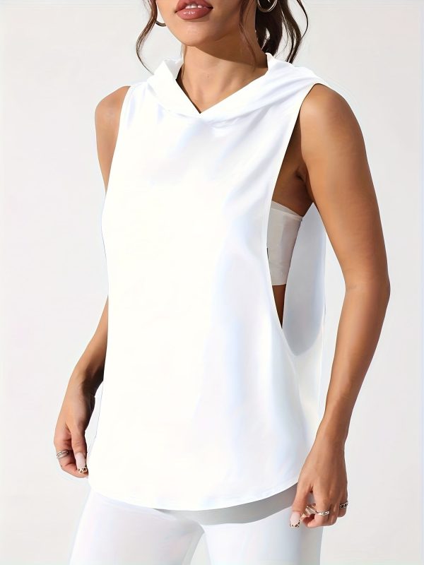 Ladies' sports hooded sleeveless vest, spring and summer minimalist fashion casual sports daily