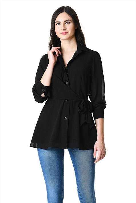 Side ties georgette peplum shirt