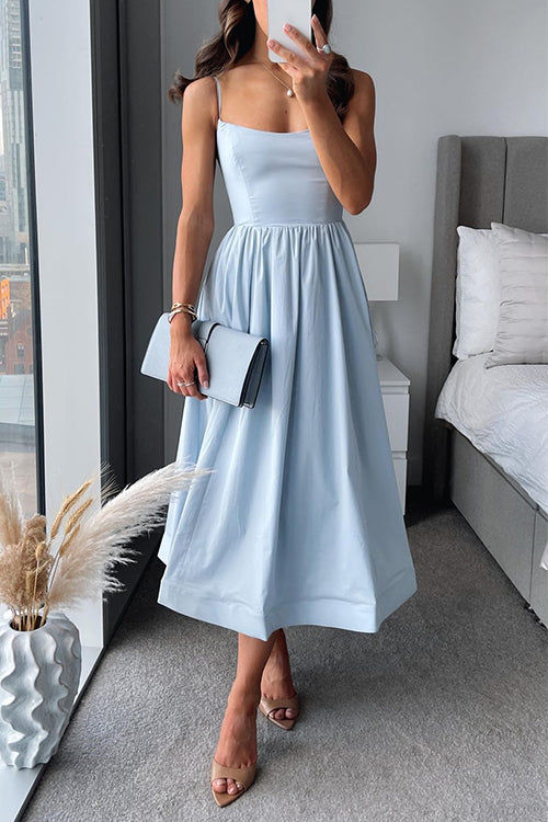 Margovil Spaghetti Strap Waisted A-line Midi Dress(4 Colors Available!) - Margovil