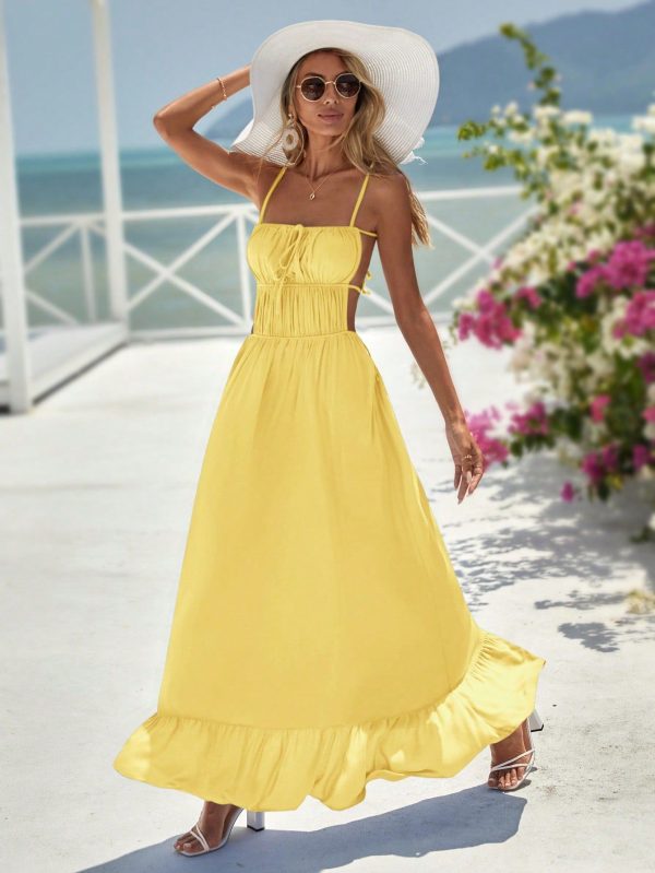 Women's Vacation Casual Solid Backless Cami Dress