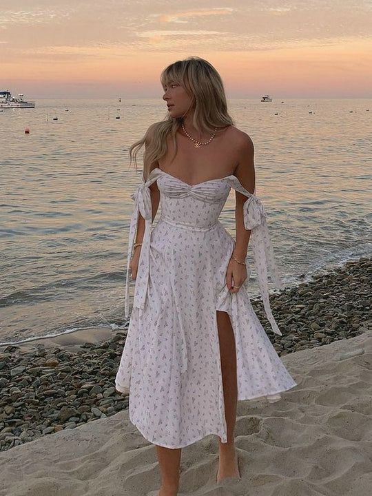 Off Shoulder Floral Print Maxi Dress