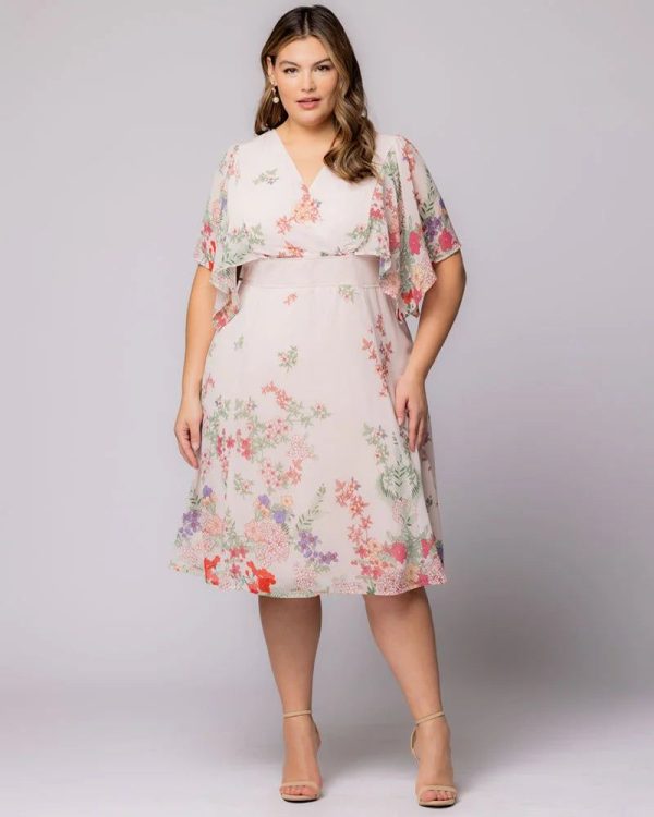 Breezy Border Print Cocktail Dress - Cottage Garden Border / 2X (18-20)