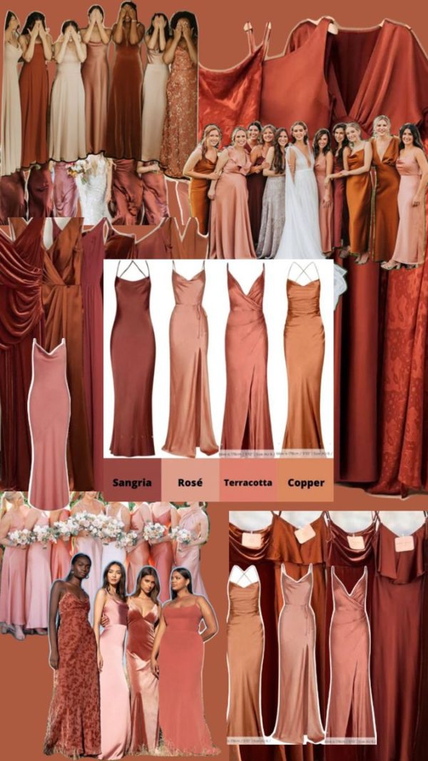 Terracotta monochromatic bridesmaids