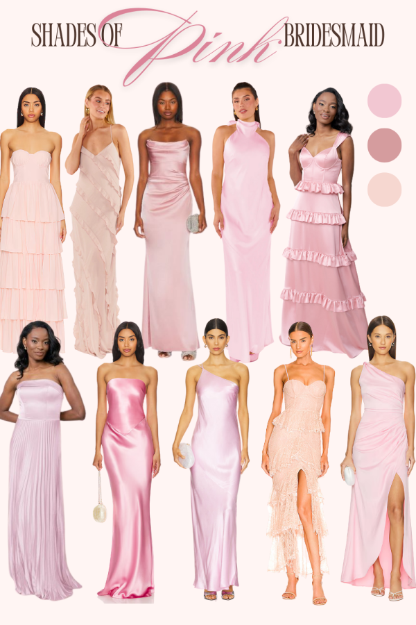 Shades of Pink Bridesmaid Dresses