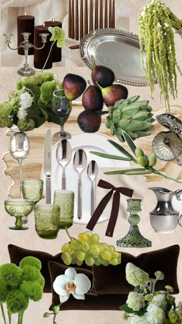 Chocolate, green & silver