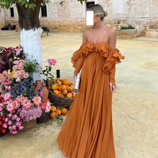 CustomizedSexy Strapless Chiffon Ruffles Evening Dress Plus Size Dresses For Occasions Off the