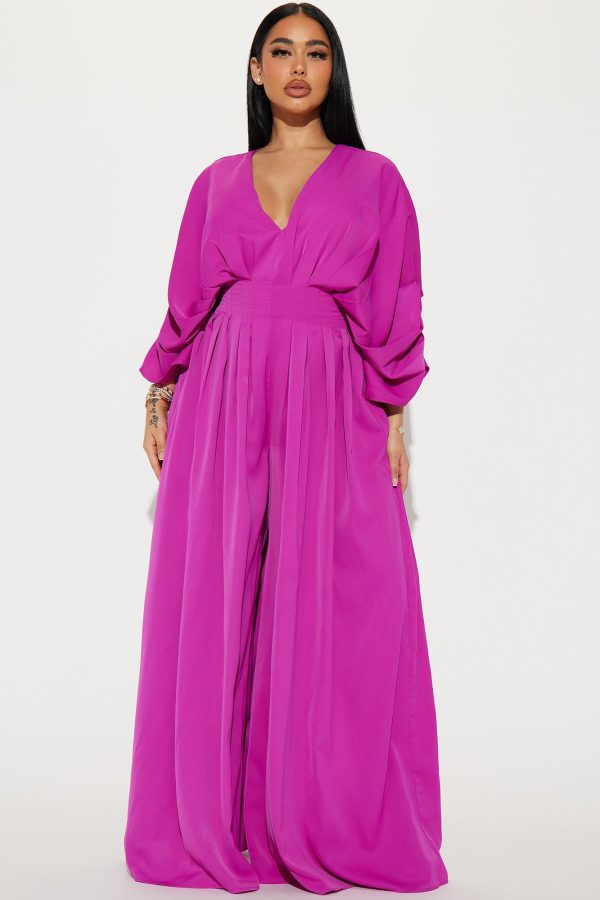 Women's Shout It Out Jumpsuit in Fuchsia Size Medium