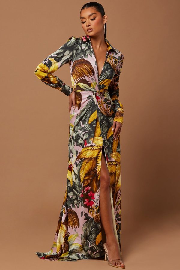 Women's Teresa Floral Satin Maxi Dress size 2X